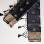 Elegant Bangalore Silk Saree in Black& Gold