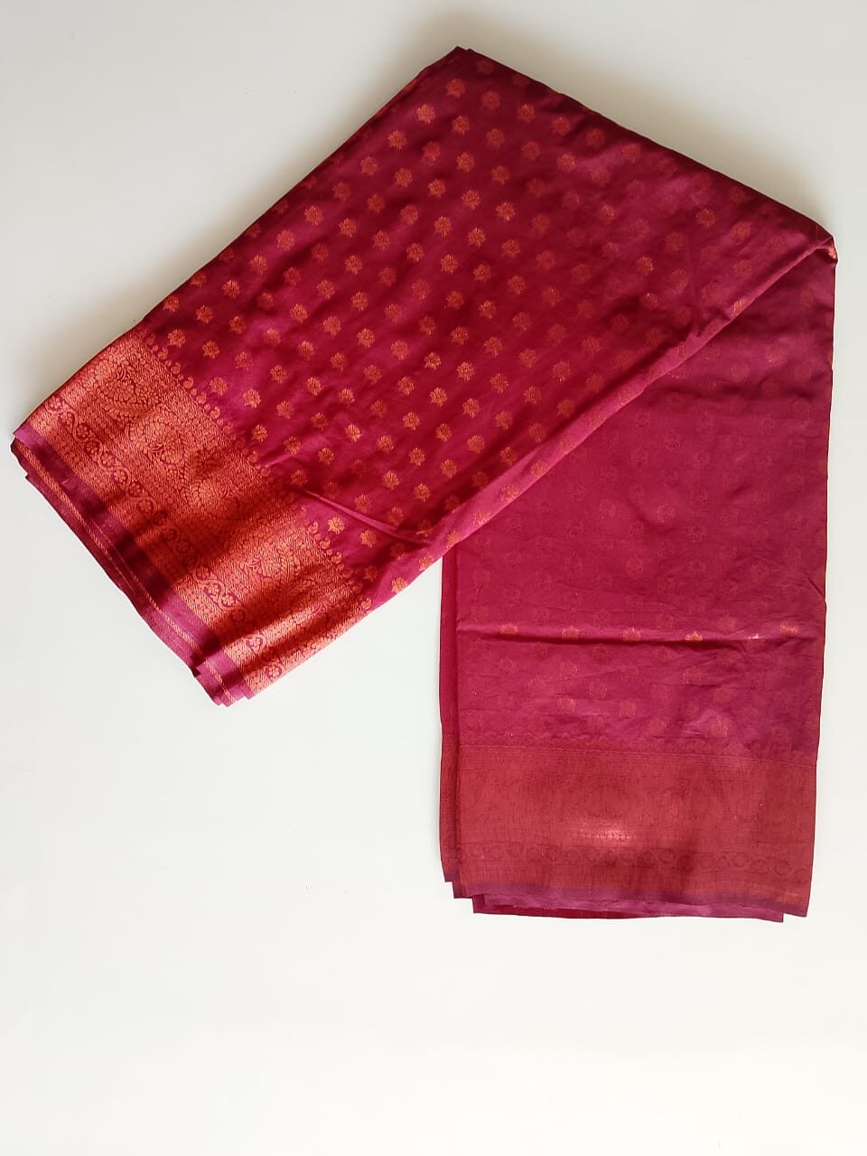 Crimson Cascade – Bangalore Silk Saree