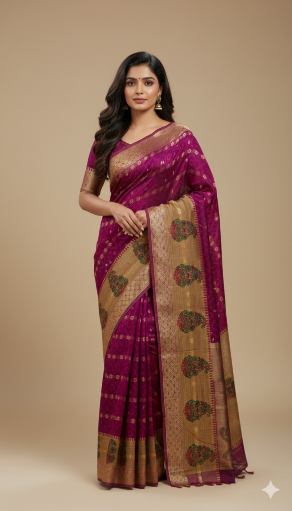 graceful handloom cotton saree-Juss Apparels