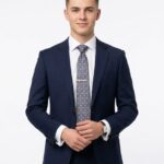 Men's Premium Formal Patterned Tie – Navy Blue Designer Neck Tie JTIE6