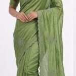 Elegant Olive Green Fancy Saree with Embroidery | Designer Party Wear Saree for Women | JFS94