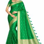 Emerald Green Bangalore Soft Silk Saree with Elegant Zari Buttis & Traditional Pallu