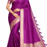 Royal Purple Bangalore Soft Silk Saree with Gold Zari Work - Juss Apparels SKU251