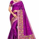 Premium Purple Bangalore Silk Saree with Designer Woven Pallu & Golden Border | Soft Silk Festive & Wedding Saree | SKU162