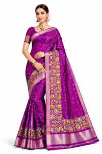 Premium Purple Bangalore Silk Saree with Designer Woven Pallu & Golden Border | Soft Silk Festive & Wedding Saree | SKU162