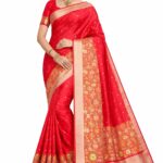 Premium Red Bangalore Silk Saree with Rich Woven Pallu & Golden Border | Soft Silk Festive & Wedding Wear Saree | SKU165