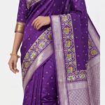 Premium Purple Bangalore Silk Saree with Zari Border | Traditional Designer Silk Saree for Women | SKU166