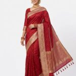 Royal Red Bangalore Silk Saree with Gold Zari Border & Butti Design | Wedding & Festive Wear