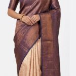 Elegant Dual Tone Bangalore Silk Saree in Copper & Beige with Rich Woven Design | Festive & Wedding Wear