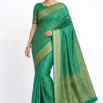 Bangalore Silk Saree Green with Gold Zari Weaving | Traditional Wedding & Festive Wear Saree | JBS61