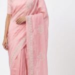 Premium Dusty Rose Pink Bangalore Silk Saree with White Embroidery | Designer Festive & Wedding Wear Saree