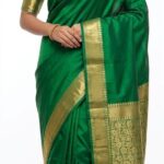 Royal Emerald Green Bangalore Silk Saree with Intricate Gold Zari Border - JBS213