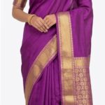 Royal Purple Bangalore Silk Saree with Rich Gold Zari Floral Pallu – SKU: JBS211