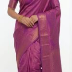 Orchid Purple Bangalore Silk Saree with Peacock Motif & Rich Zari