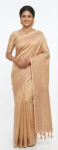 Timeless Beige Bangalore Silk Saree with Self-Textured Weaving