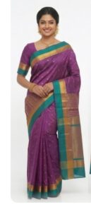 Vibrant Magenta Bangalore Silk Saree with Teal & Gold Zari
