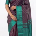 Premium Bangalore Silk Saree for Women – Purple & Teal Green Zari Border Traditional Saree | Wedding & Festive Wear | JBS273