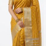 Radiant Mustard Yellow Bangalore Silk Saree with Elegant Silver Zari Work – SKU237