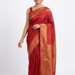Red Bangalore Silk Saree with Gold Zari Weaving | Traditional Kanjivaram Style Bridal & Festive Wear Saree