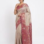 Champagne Gold Bangalore Silk Saree with Pink Banarasi Zari Border - JBS381