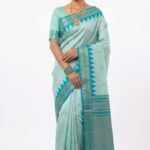 Seafoam Green Bangalore Silk Saree with Teal Temple Border - JBS360