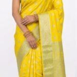 Vibrant Lemon Yellow Bangalore Silk Saree with Rich Silver Zari Work & Tassels – SKU: JBS318
